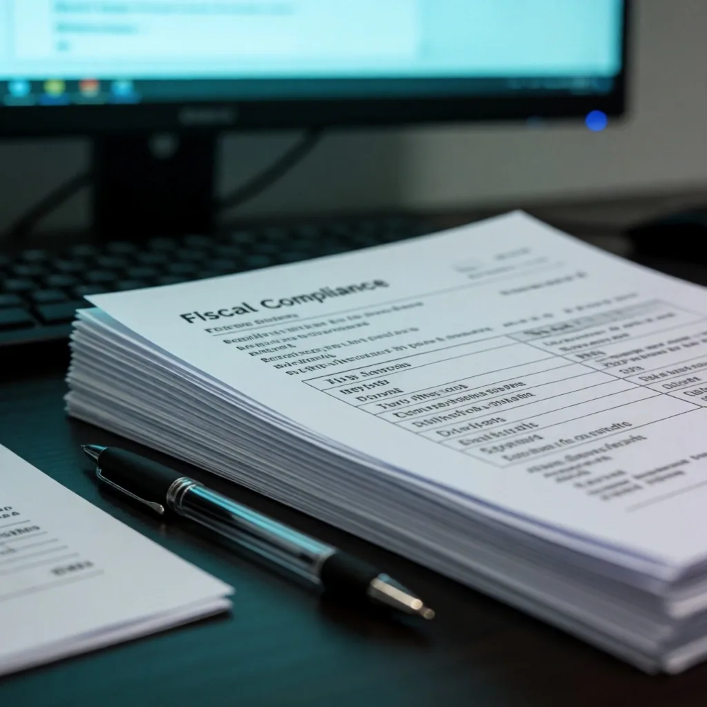 Documentación fiscal y aduanera argentina sobre un escritorio